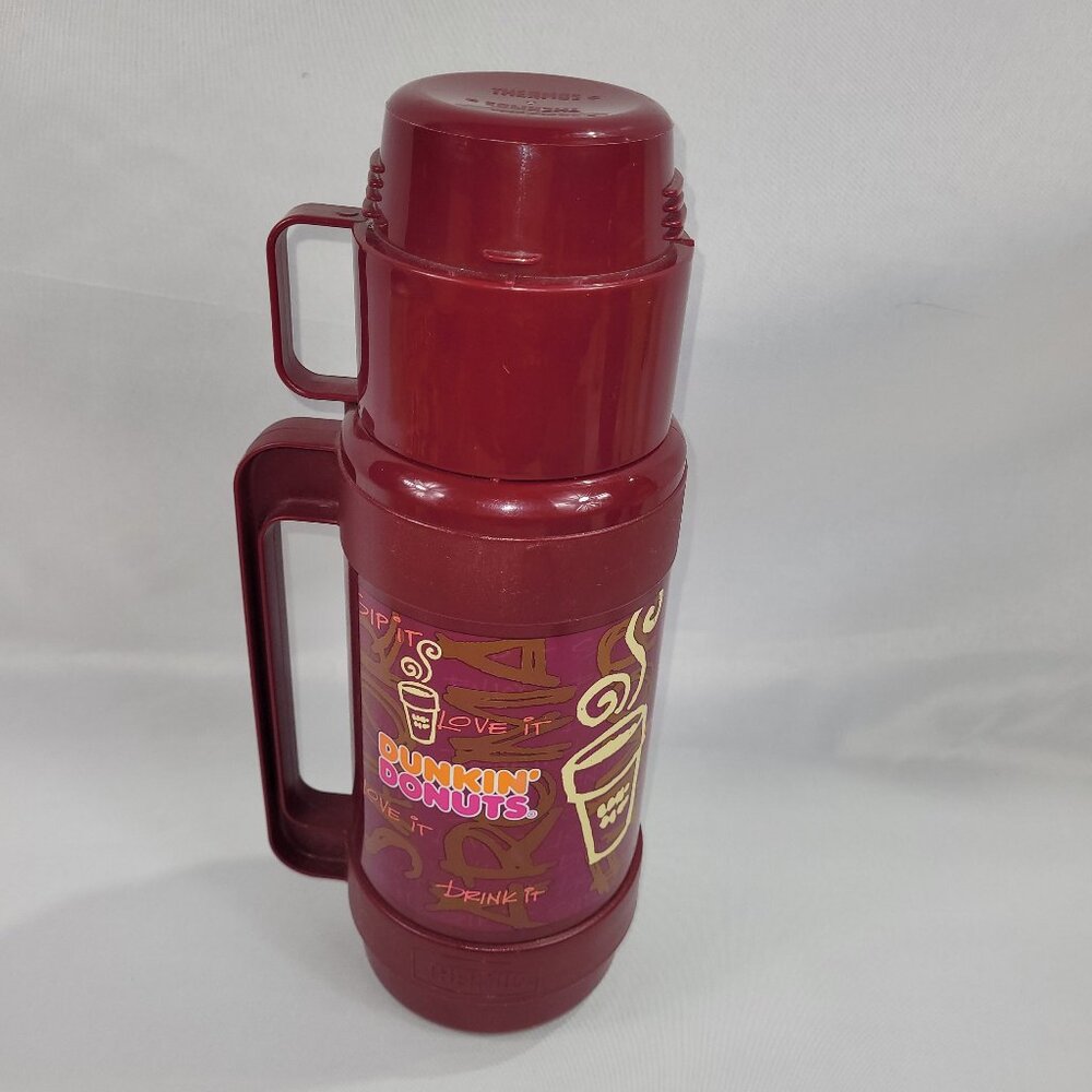 Dunkin Donuts Vintage Thermos 1L Jug Hot Coffee Tea Cold Drink Red Cup Container